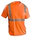 OccuNomix LUX-SSETP2B-OS Classic Standard Short Sleeve Wicking Birdseye T-Shirt with Pocket, Class 2, 100% ANSI Wicking Polyester Birdseye, Small, Orange (High Visibility)