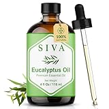 SIVA Eucalyptus Essential Oil - 4 Fl Oz – Natural Eucalyptus Oil - for Diffuser, Face, Skin Care, Aromatherapy, Hair Care, Scalp and Body Massage - with Dropper