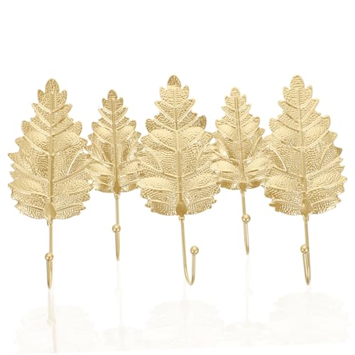 LOPUNER Perchero de Pared con Ganchos Forma de Soporte Metálico Resistente para Abrigos Sombreros y Ropa Diseño Nórdico Dorado para Hogar y Oficina