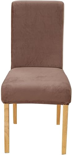 Miniatura 1 de Fundas para sillas de comedor, de terciopelo, elásticas, para sillas de comedor, 6 unidades, color caqui