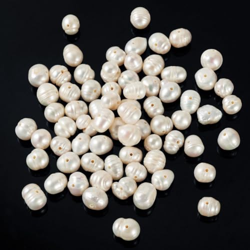 Image of Beadthoven 70pcs Natural Freshwater Cultured Pearls 6mm Irregular Potato Nuggets Beads Oval Rice Loose Beads for Jewelry Making Bracelet Necklace Earrings Bead Hole:0.6mm