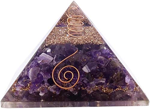 Cristales curativos Pirámide de cristal de amatista - Pirámide para meditación, equilibrio energético, protección Cristales Decoración - Cristal pirámide curativo de chakras (amatista, 50 mm a 60 mm) Cover