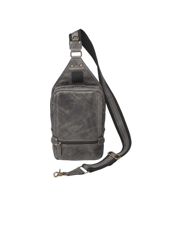 Gun Tote'n Mamas Leather Crossbody Sling Bag,Distressed Buffalo, Grey, Gray2