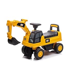 Best Ride On Cars CAT Excavator Push Car – Licensed Caterpillar Ride-On Digger Toy for Kids with Rotating Bucket & Under-Seat Storage – Construction Vehicle for Toddlers