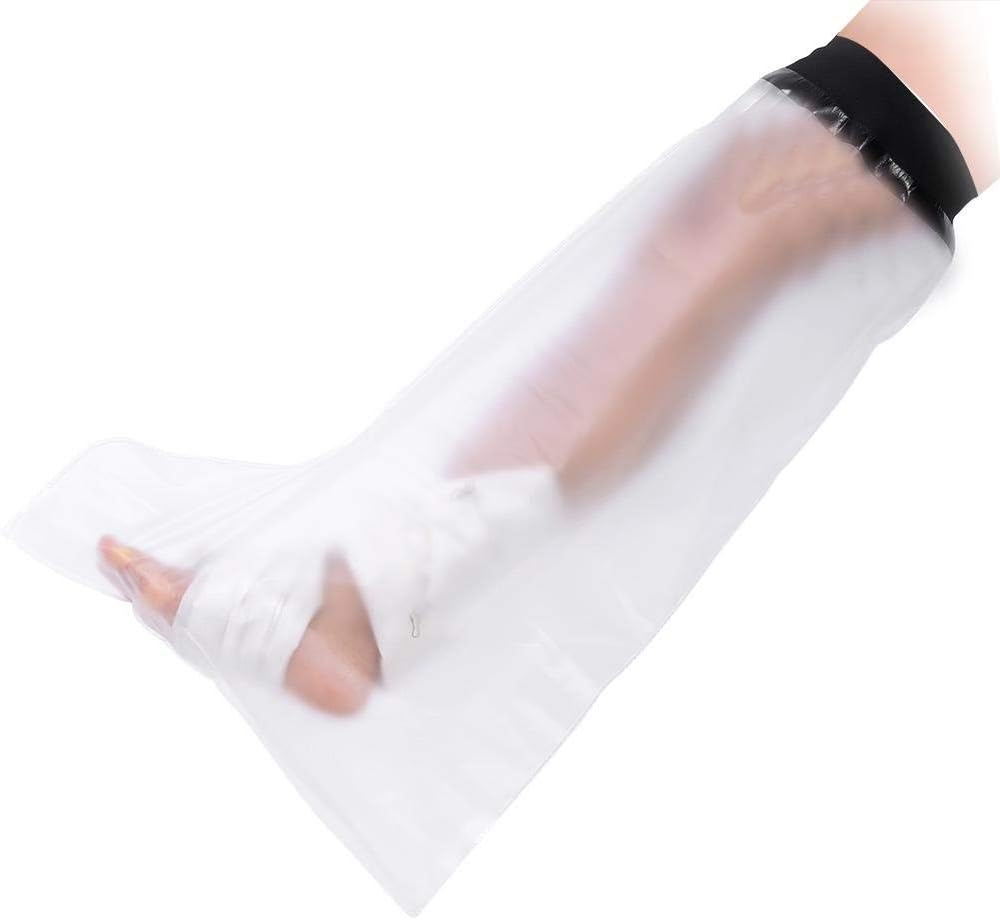 Cast Bandage Protector for Adult Long Leg Shower, Waterproof TPU Bath Cover Full Leg Watertight Protection to Broken Knee Foot Ankle Wound, Burns Reusable, CE & FCC Approved