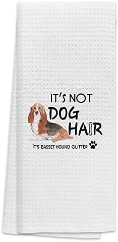 TUNW Dog Themed Kitchen Towels 16″×24″,It’s Not Dog Hair It’s Basset Hound Glitter Soft and Absorbent Kitchen Tea Towel Dish Towels Hand Towels,Gifts for Women Girls Dog Lovers