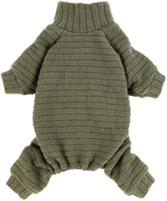 Fitwarm Turtleneck Knitted Dog Sweater Puppy Pajamas Thermal Doggie Winter Clothes Knitwear Pet Coats Cat Apparel Green Medium