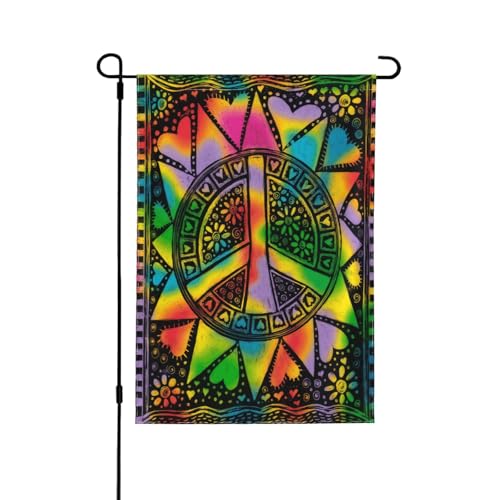 GXVLHQY Peace Sign Garden Flag 12x18 Double Sided Patriotic Flags for Yard Outdoor Decor, Small Seasonal Banners for Home Patio Lawn (Flag Stand Not Included)