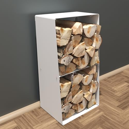 tuning-art KR010 Kaminholzregal Brennholzregal Kaminholzständer Innen Außen Wandmontage Pulverbeschichtet, Design:Weiß