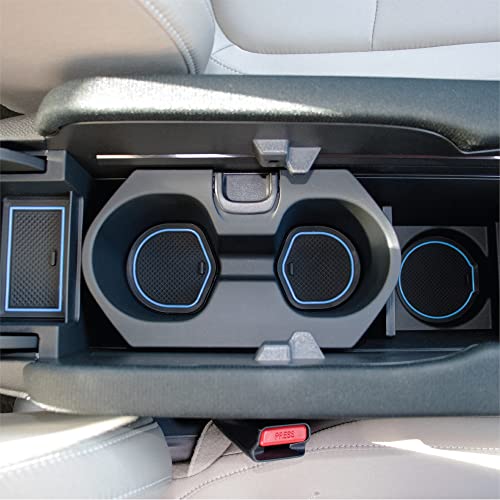 CupHolderHero fits Honda Civic Accessories 2013-2022 Premium Custom Interior Non Slip Anti Dust Cup Holder Inserts, Center Console Liner Mats, Door Pocket Liners 21 Pcs Set (Blue Trim)