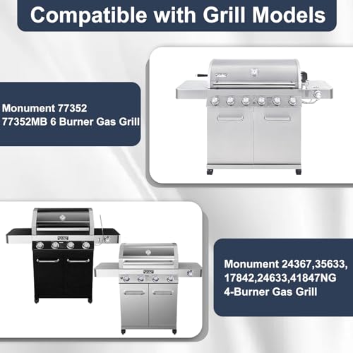 Image of Criditpid Replacement Parts for Monument Grill 77352 77352MB 77352-MB 35633 41847NG 24367 24633 6 Burner Grill, A0212926 Burner, D010012307 Flame Tamer & Igniter for Monument Grills 77352 Gas Grill