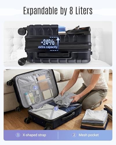 LIGHT FLIGHT Carry On Luggage 22x14x9 Airline Approved, Expandable Carry On Suitcases with Wheels, Lightweight Luggage, Durable Hard Shell 20 Inch Rolling Suit Case for Men Women Travel Black - Image 4