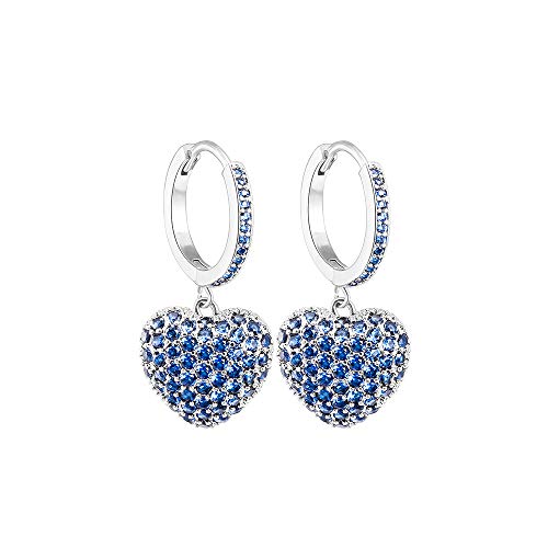 Pendientes colgantes en forma de corazón para mujer, hipoalergénicos, chapados en oro rosa y plata con cristal de circonita cúbica, Cristal Cobre, Cubic Zirconia Cover