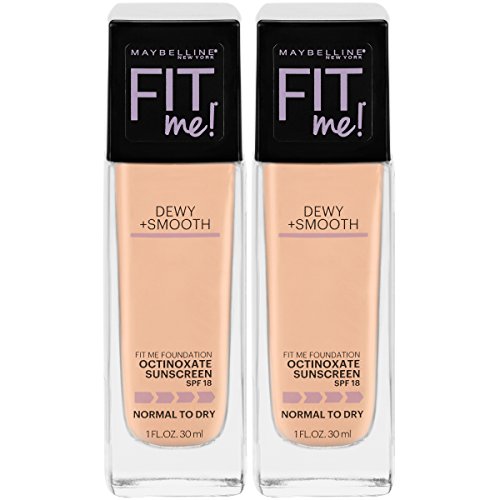 Maybelline New York Fit Me Dewy + Smooth Foundation Makeup, Nude Beige, 2 Count