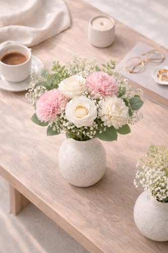 Image of Divyakosh Artificial Flowers for Home Decoration, Flora for Decor | Artificial Flowers for Vase (VASE NOT Included) Home Decor Items, Artificial Dahlia and Rose Flowers Bunch for Vase |