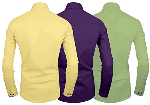 Image of Zombom Men's Combo Regular Fit Cotton Blend Full Sleeve Casual Shirts Pack of 3