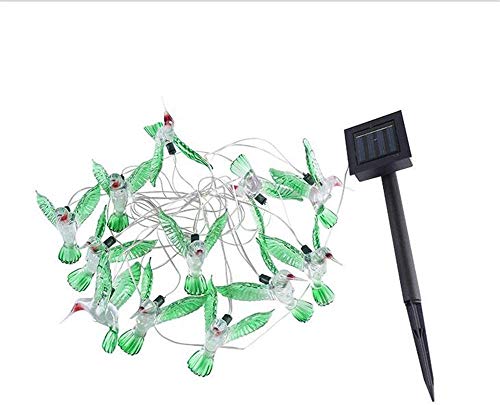 Upgrade Solar-Powered String Lights,Light Control 20 Warm White Hummingbirds String Lights,Bus Length 7.25m, Lamp Spacing 0.25m,Waterproof, 2 Packs, Ideal for DIY