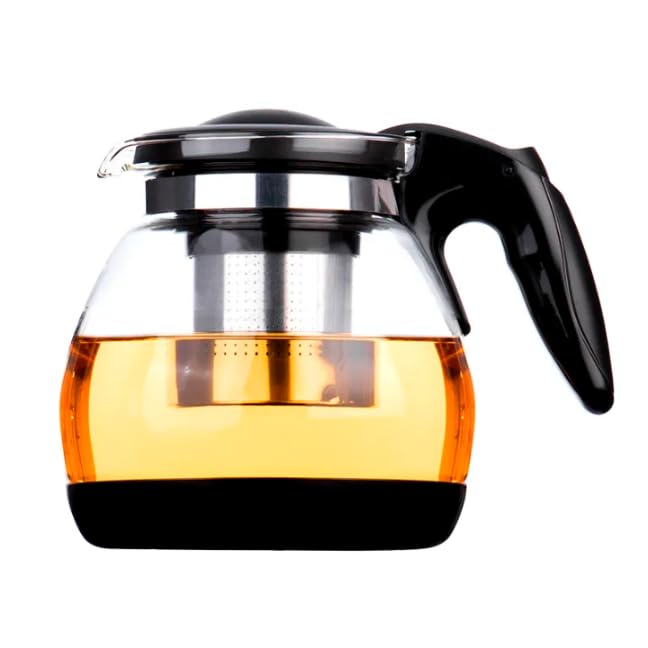 Image of Glass Tea Pot with Stainless Steel Infuser || Large Capacity Transparent Tea Kettle with Lid & Handle || Great for Loose Leaf Tea, Blooming Tea, Tea Bags & Fruit Infused (Model 3)