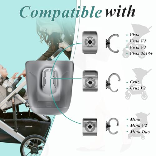 Stroller Cup Holder Fits for UPPAbaby Vista/Vista V2/Vista V3/Cruz/Cruz V2/Minu/Minu V2/Minu Duo, Securely Hold The Cup, Quick Attachment, Folds with Stroller, Drinking On The Go, 1Pack