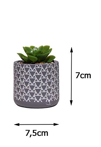 kit 3 Vasos em Cerâmica Cachepot com Planta Artificial