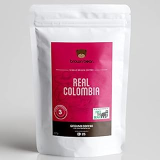 Colombian Medium Roast Ground Coffee 227g - Ideal for French Press Cafetiere Filter Drip V60 Aeropress - Brown Bear - Real Colombia Coffee - Donation to Free The Bears