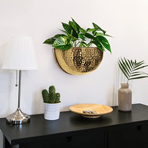 Allegorie Metal Wall Planter | Indoor Or Outdoor Hanging Plant Pot | Farmhouse Decor & Boho Kitchen Decoration For Herbs & Succulents And Living Wall 12X7 (Gold) #TOP2