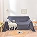 WANWEN 100% Cotone Copridivano Coperta Copridivano Nordic Solido Fodera per Sedia Copriletto Coperta per Soggiorno,Grigio Scuro,180 * 320cm Little Surprise immagine
