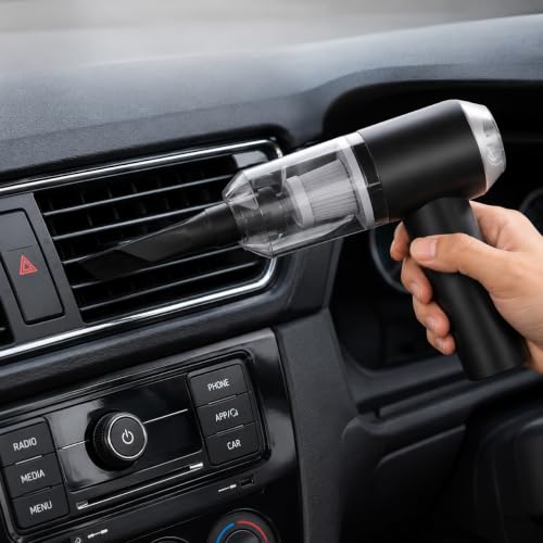Image of 6-in-1 Car Cleaning Kit with Portable Handheld Vacuum Cleaner, Microfiber Cloth, Car Duster, Dashboard Cleaning Brush, Soft Detailing Brush & Cleaning Accessories for Car Interior & Exterior