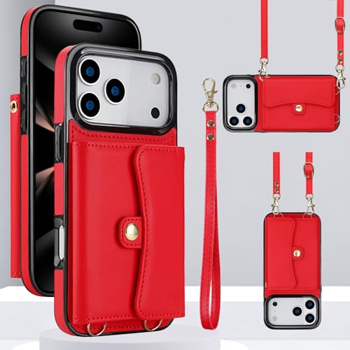Étui en cuir rouge pour iPhone 14 Plus protection portefeuille antichoc aux finitions soignées