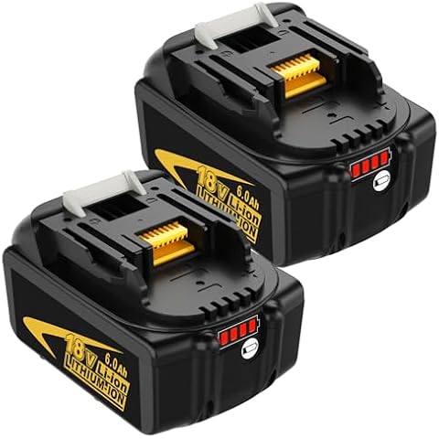 Enermall 2-Pack 6.0Ah BL1860B Replacement for 18V Battery Lithium Compatible with 18 Volt Battery BL1860 BL1850 BL1850B BL1840 BL1830 Compatible with Battery 18V Power Tools(Yellow) Cover