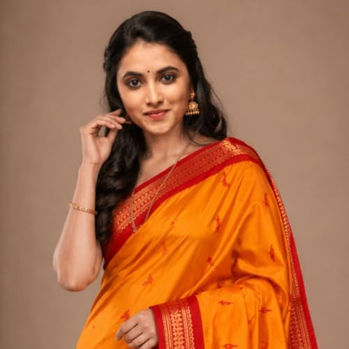 Image of Pure Kalyani Cotton Saree | Zari Border & Blouse Piece - Lata Gadwal Design | Traditional Saree