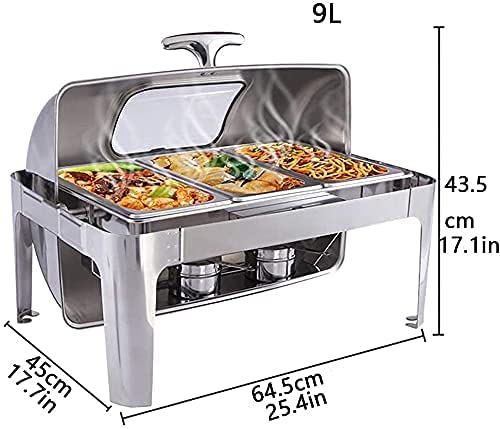 ywewsq 9L Edelstahl Chafing Dish in voller Größe mit sichtbarem Fensterrolldeckel, Chafer und Buffetwärmer-Set mit 1/3… – Bild 7