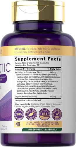 Carlyle Probiotics with Prebiotics | 120 Capsules | 50 Billion Active Organisms | Non-GMO & Gluten Free Supplement - Image 3
