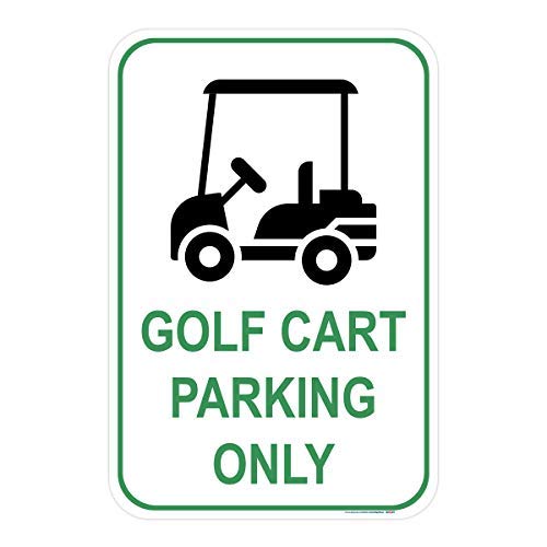 Golf Cart Parking Only Sign (Green), Includes Holes,3M