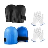 solawill Rodilleras para Jardinería ,2 Pares Rodilleras de Espuma Suave de Trabajo Espuma EVA Forro Interior Suave Correas Ajustable Rodilleras de trabajo para Jardinería Suelo De Limpieza ,Azul+Negro
