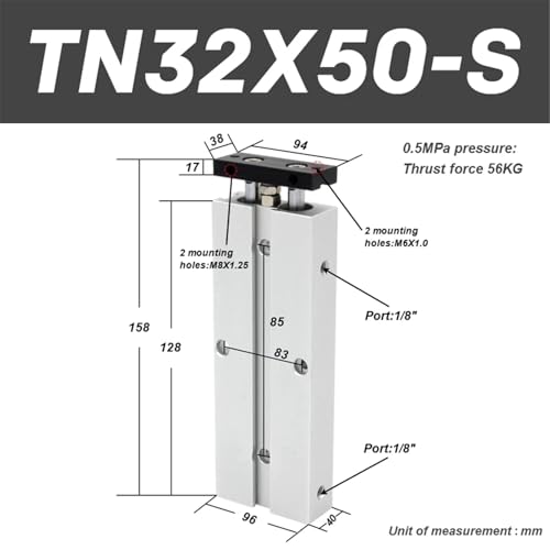 Vérin pneumatique Double Effet TN32 alésage 32mm course variable - 3