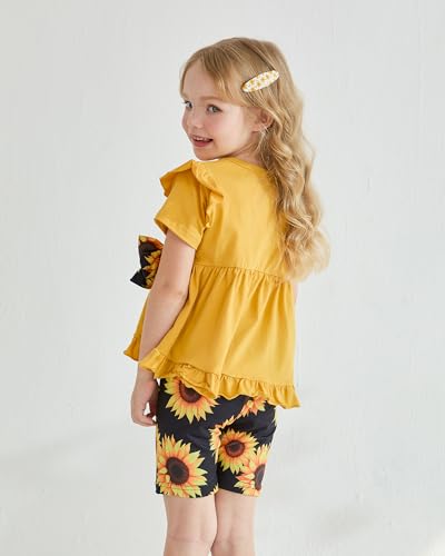 Kucnuzki Baby Girl Outfits 12 18 Months Baby Girl Clothes Toddler Summer Cute Short Sleeve Ruffle Boho Top Floral Baby Pants 2 Piece Matching Outfits - Thumbnail 4