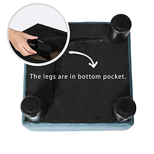 Joveco Square Ottoman Fabric Foot Rest Stool Small Footstool (Square Suede Blue) #TOP3