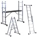 Produktbild HOMCOM Multigerüst Leitergerüst Stehleiter Aluleiter Klapptritt Trittleiter Haushaltsleiter Mehrzweckleiter Stufenleiter Aluminium Silber 5 Stufen