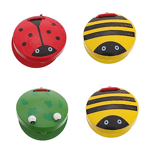 ERINGOGO 4Pcs Castanets for Percussion Instruments Safe Music for Early Development Enhance Rhythm and Sound Perception for Educational Play