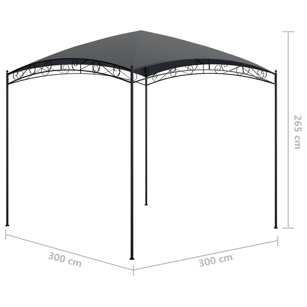 Gazebo 3 x 3 x 2,65 m, antracite, 180 g/m², con struttura in acciaio e tetto rivestito in poliammide, tenda di protezione per feste all'aperto, barbecue e picnic