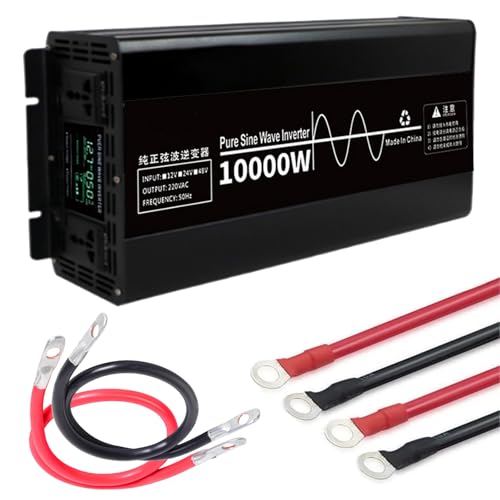 Eastnmythet Convertidor de Voltaje de 10 000 W, Inversor para Autocaravanas, Inversor de CC de 12 V, 24 V y 48 V a CA de 110 V/220 V para Autocaravanas, Camiones, Inversor para Coche,10000W 48V