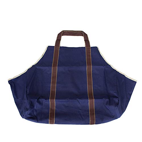 Grand sac à bûches en toile de charbon résistante saphir de qualité