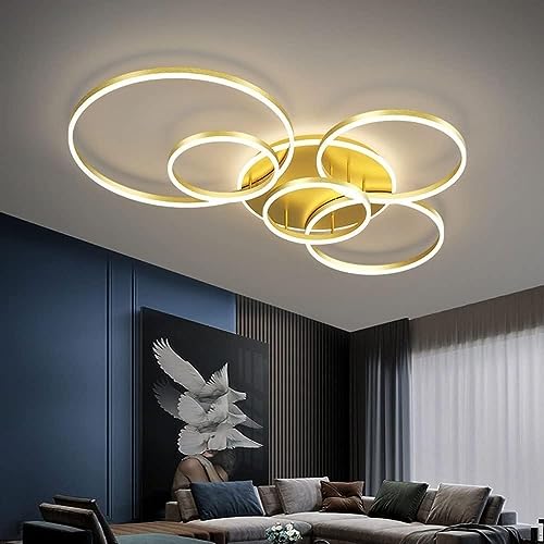 Plafonnier LED salon or et noir avec télécommande pour chambre - 2
