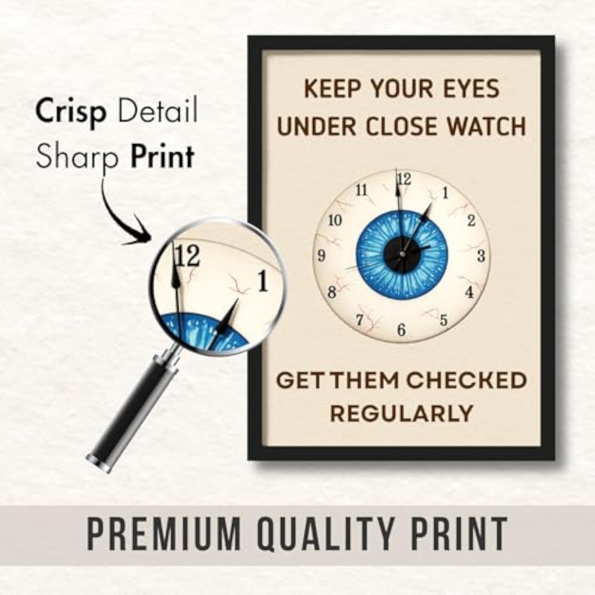 Optometry Wall Frame Poster, Creative Eye Clock Art