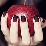 U-M PULABO24 pcs Fairy Tale Apple Gradient Black Red Matte Short Square Full Cover False Nails with Design(Red Wine) Useful and Practical as shown