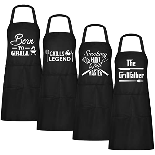 Mepase 4 Pcs Funny Grilling Aprons for Men Adjustable BBQ