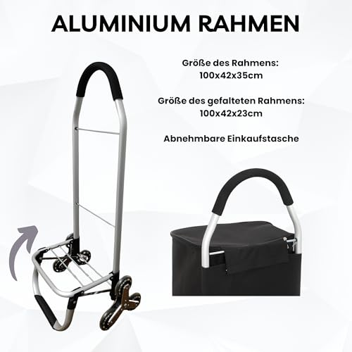 44Liter Aluminium Einkaufstrolley Treppensteiger mit Kühlfach, Klappbar Shopping Trolley mit Treppenläufer, Einkaufswagen Faltbar, Einkaufstasche mit 6 Rädern, Einkaufskorb mit Rollen - Schwarze – Bild 7