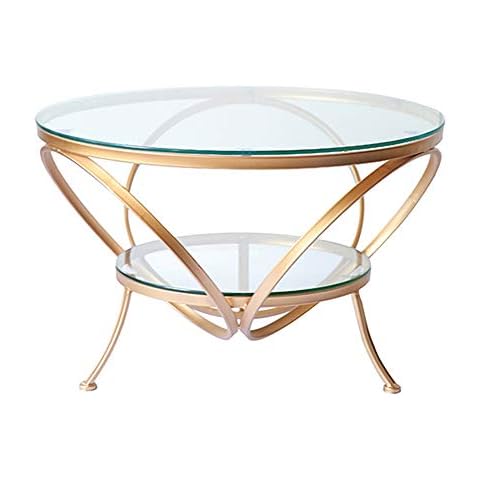 JHBW Round Coffee Table, Transparent Tempered Glass Countertop Cover