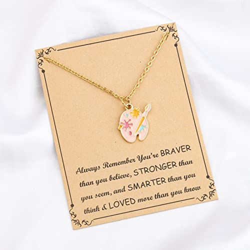 Bnql Artist Palette Necklace Painter Gifts Art Lovers Gifts Paint Brush Necklace Jewelry Gifts For Art Students Teacher (Palette Necklace) #TOP3